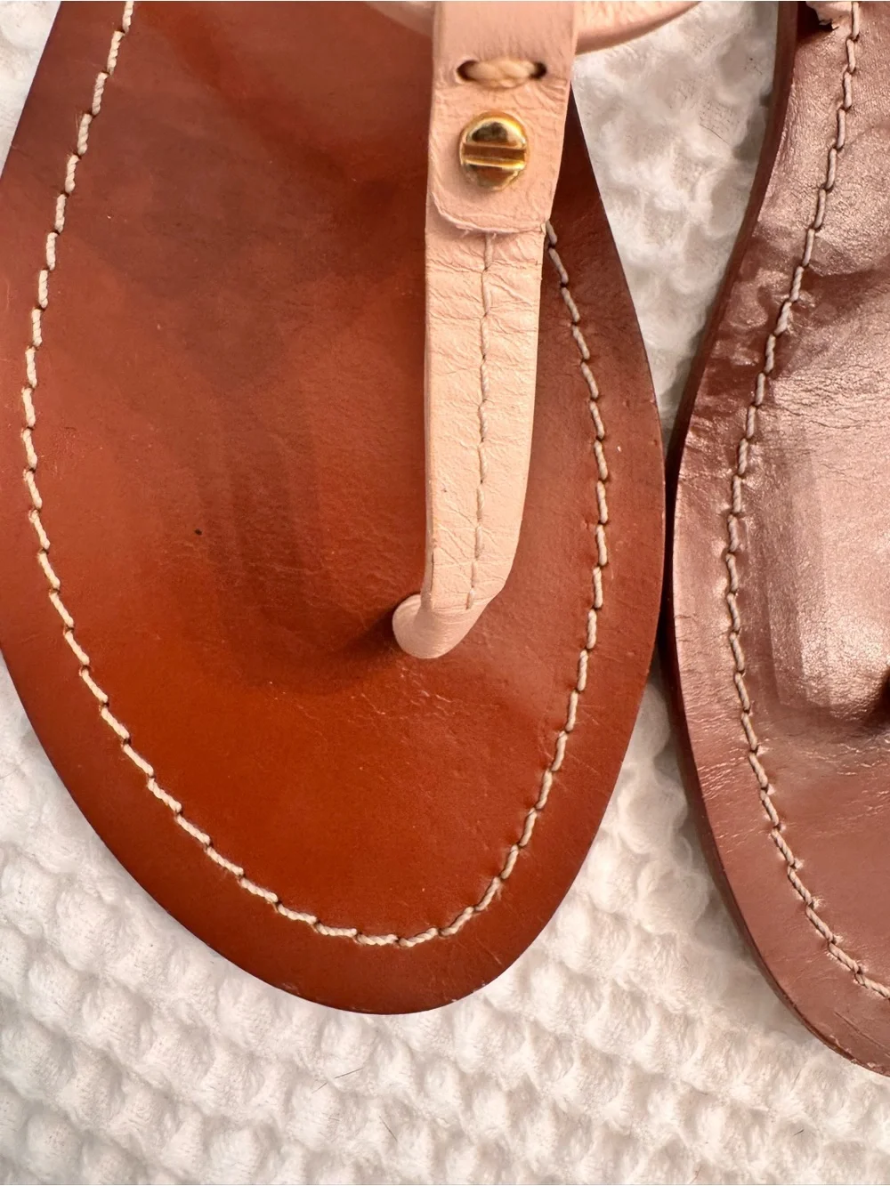 Tory Burch Leather Thong Sandals in Blush and Brown